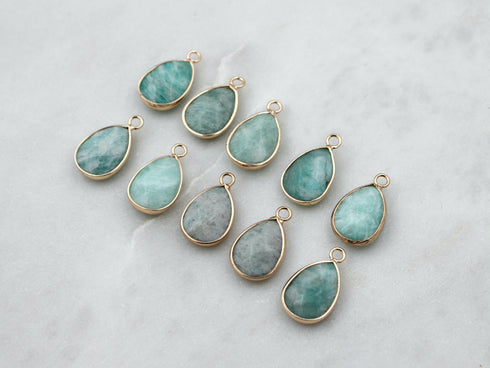 natural amazonite charms, 20x13mm, free form pendant, gold plated, blue drop pendant, drop pendant, sold as 1 piece, gemstone pendant,